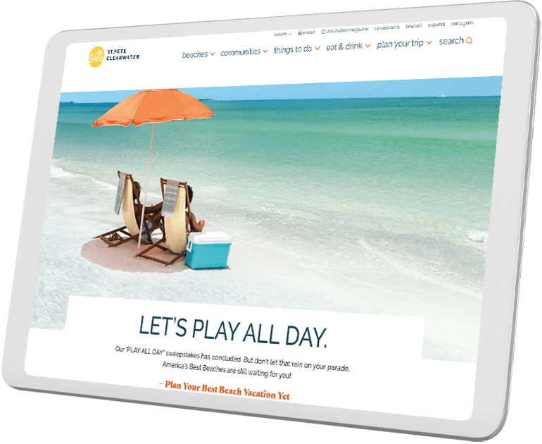 St Pete Clearwater Promotion on a tablet
