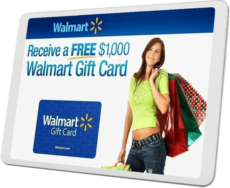 Walmart gift card Promotion on a tablet