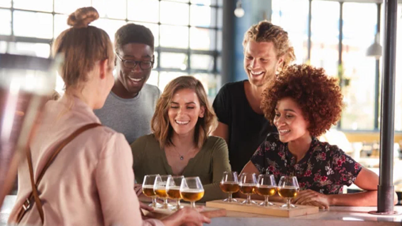 A group of friends at a beer tasting